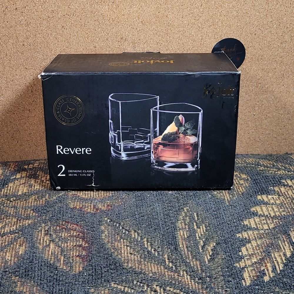 Joyjolt Two Revere 13 oz. Whiskey Triangle Glasses